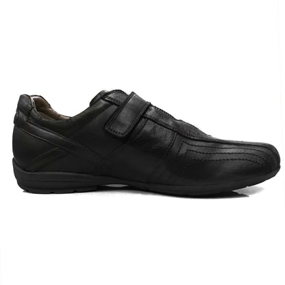 Sneakers Uomo NeroGiardini 07586 in Vera Pelle, con chiusura a strappo, Nero - Numero 45