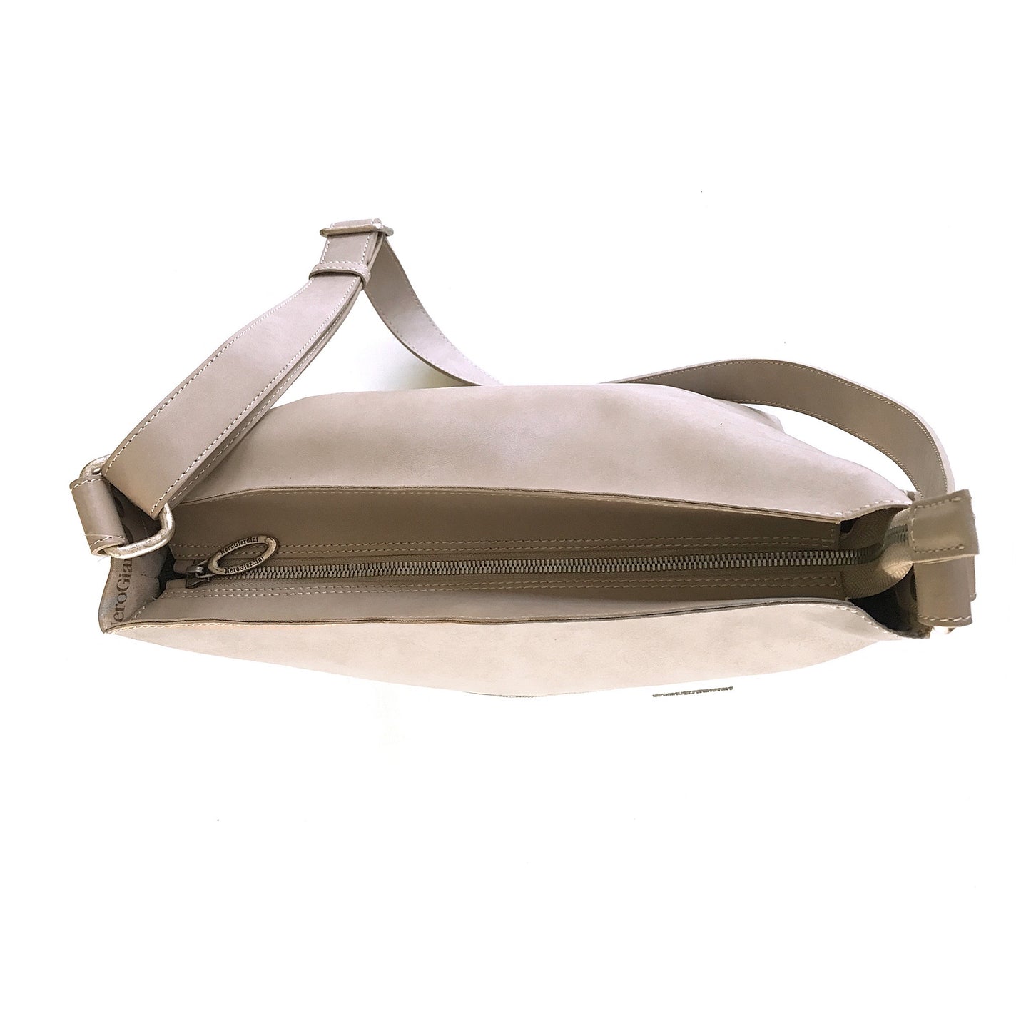 Borsa Donna NeroGiardini Vera Pelle Beige e Bianco con tracolla regolabile