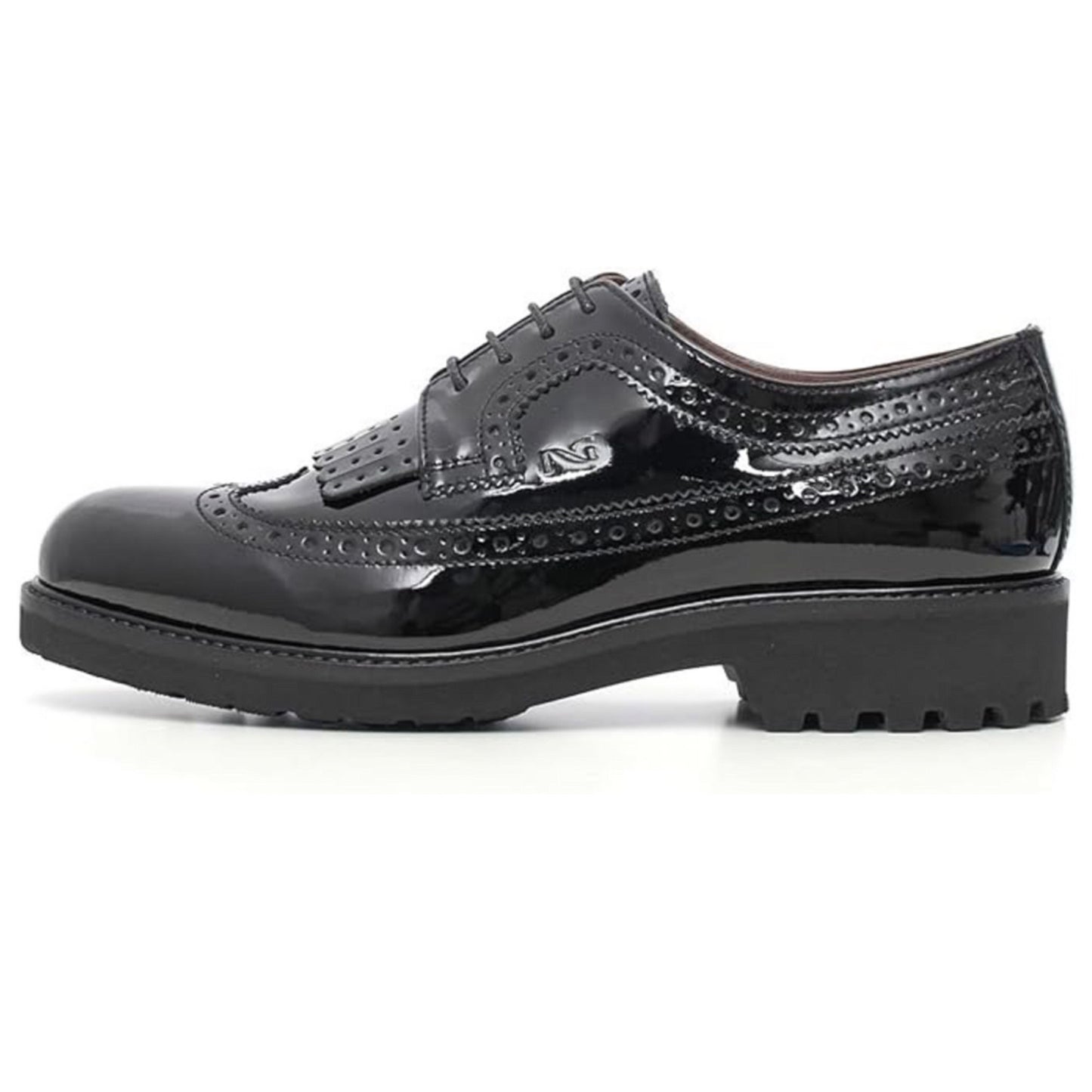 Scarpe Inglesine Stringate Donna NeroGiardini A616024D - Stile Oxford, Tacco Basso, Vernice Nero