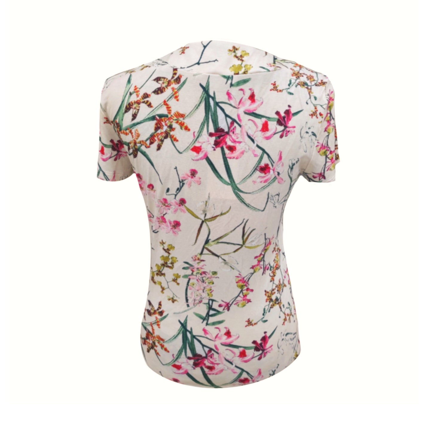 T-shirt Donna NeroGiardini Beige con Stampa Floreale
