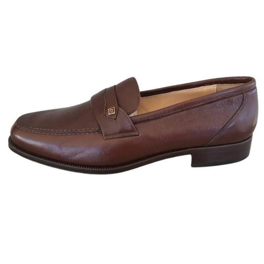 Mocassini Uomo Classici Eleganti Colletti 941 Vera Pelle Testa di moro Fondo Cuoio - 44 EU