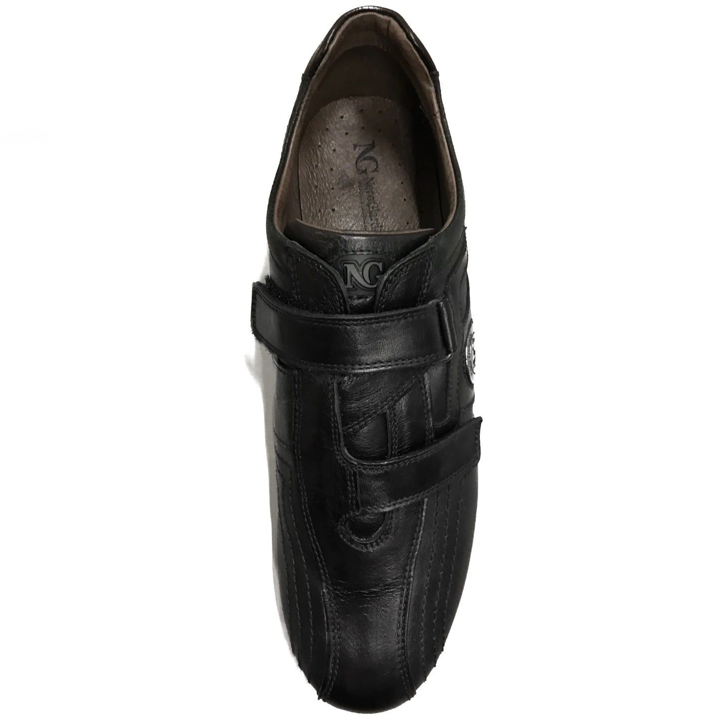 Sneakers Uomo NeroGiardini 07586 in Vera Pelle, con chiusura a strappo, Nero - Numero 45
