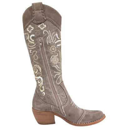 Stivali Texani NeroGiardini Vera Pelle Camoscio Beige Castoro