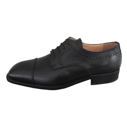 Scarpe Classiche Uomo Enzo del Lago 2058 Vera Pelle Nero Fondo Cuoio - 39 EU