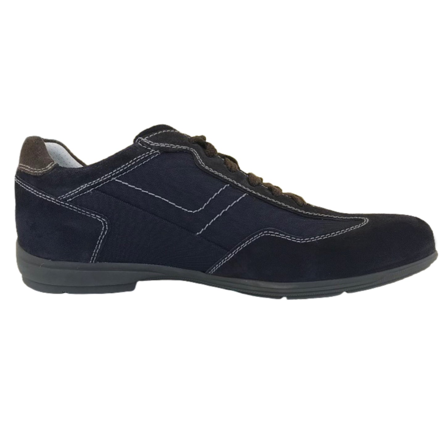 Sneakers Uomo NeroGiardini P704780U Vera Pelle Scamosciata Tessuto Blu Indios