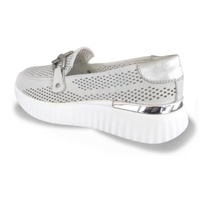 Mocassini Donna Cinzia Soft 16555 Vera Pelle Bianco Ghiaccio