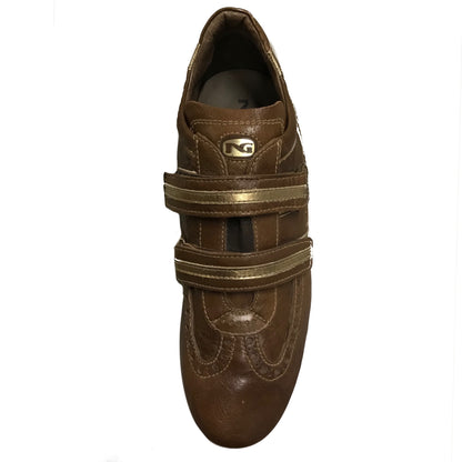 Sneakers Uomo con chiusura a strappo NeroGiardini 0761 - Vera Pelle, Marrone e Oro