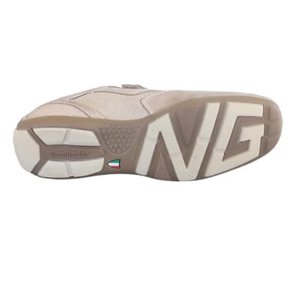 Sneakers Uomo Nero Giardini P008050 Vera Pelle e Tela Beige Savana Safari - Chiusura a strappo