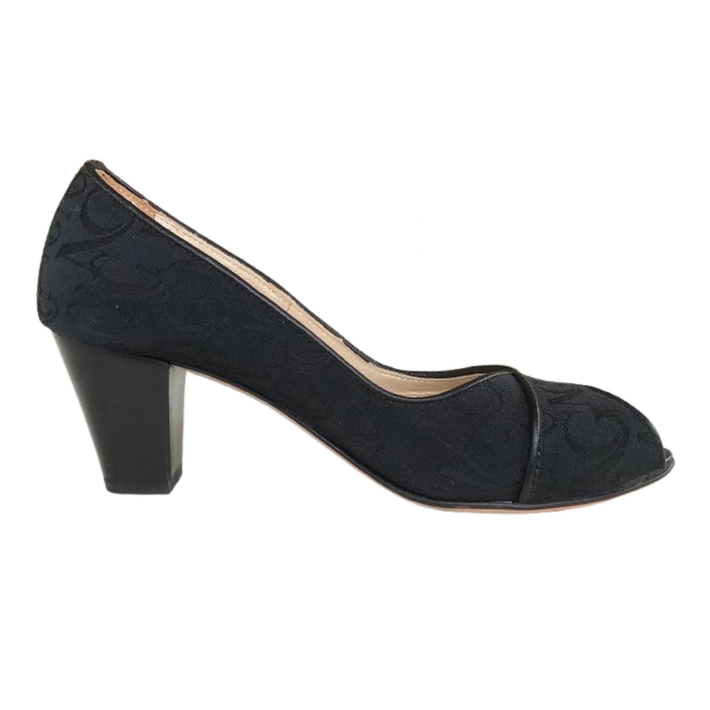 Décolleté spuntate NeroGiardini 00814 Tessuto Monogram, bordi Naplak, Nero