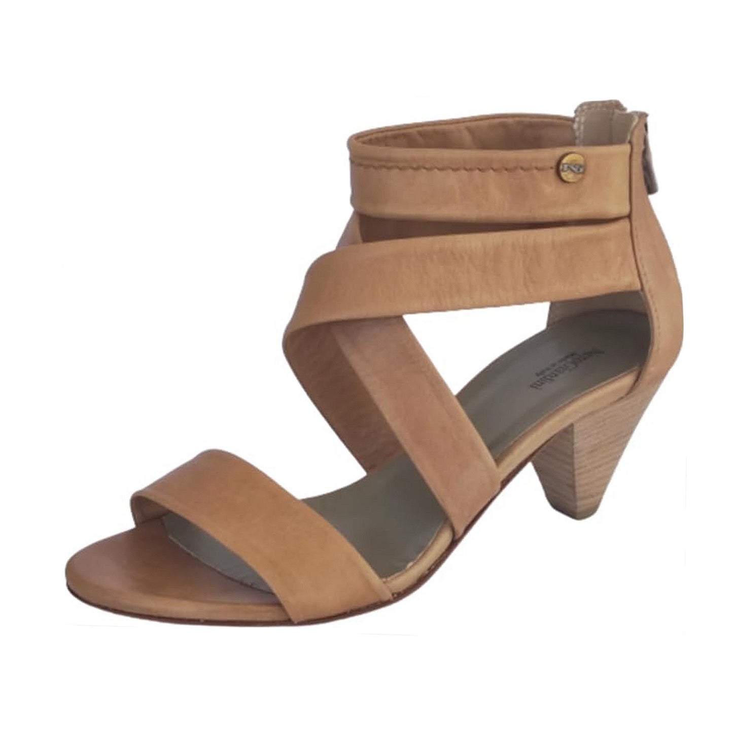 Sandali Donna NeroGiardini P106210D in Vera Pelle Cuoio Tacco a cono