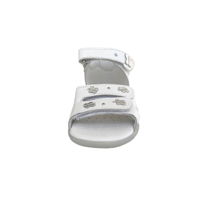 Sandali Bambina Primigi in Vera Pelle Bianco con Decorazioni Farfalle, Chiusura a Strappo