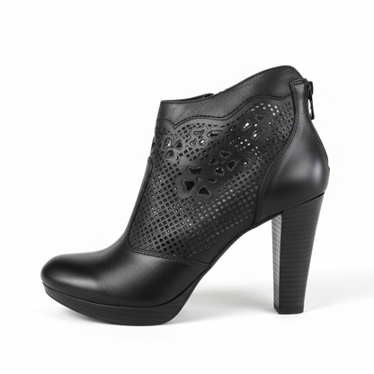 Tronchetti con tacco NeroGiardini P717004D, Vera Pelle, Nero