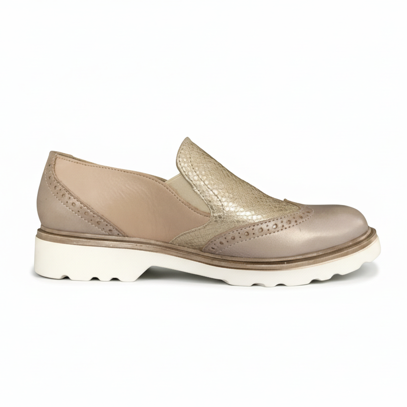 Mocassini PREGUNTA 24804VKR Vera Pelle con Elastici Laterali Champagne