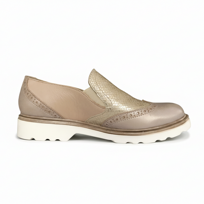 Mocassini PREGUNTA 24804VKR Vera Pelle con Elastici Laterali Champagne