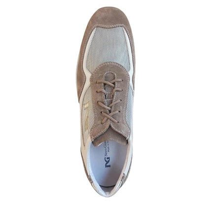 Sneakers Uomo NeroGiardini P100530U Vera Pelle e camoscio Bianco Crema e Castoro - 42 EU