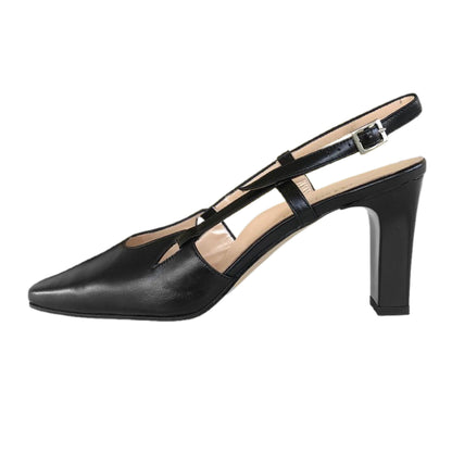 Décolleté Slingback con cinturino MERIANNA  1056 in Vera Pelle Nero