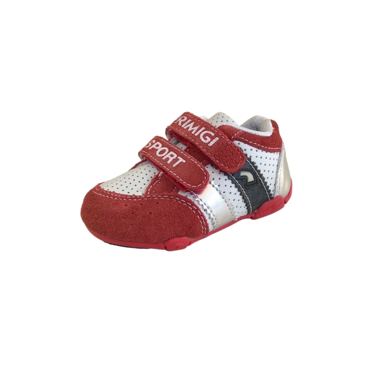Scarpe Bambino Primigi 83841 Nappa Rosso Bianco e Argento chiusura strappo