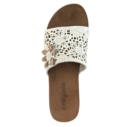 Ciabatta con zeppa Donna PREGUNTA 753-6915 Fascia Nabuk Bianco Panna
