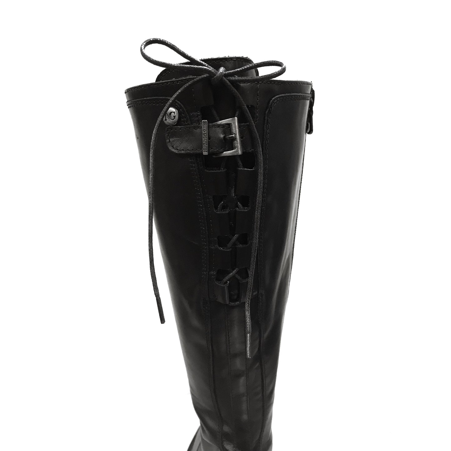 Stivali Donna NeroGiardini 00205 Vera Pelle, Cerniera zip e Lacci - Colore Nero