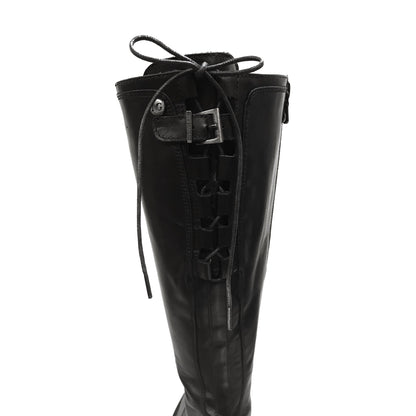 Stivali Donna NeroGiardini 00205 Vera Pelle, Cerniera zip e Lacci - Colore Nero