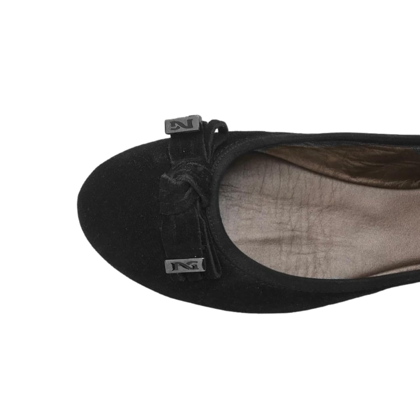 NeroGiardini Ballerine A005065D in Vera Pelle Scamosciata, Nero con Fiocco