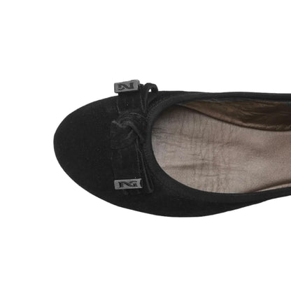 NeroGiardini Ballerine A005065D in Vera Pelle Scamosciata, Nero con Fiocco