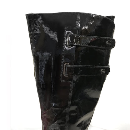Stivali Donna NeroGiardini A900902 Tacco a blocco basso, Vera pelle, Naplak in Vernice, Cerniera Zip, Doppio strappo, Nero - Numero 35
