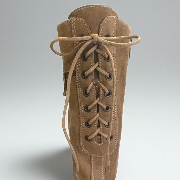 Stivali Donna NeroGiardini A005205D Vera Pelle Scamosciata, Beige Cammello, Tacco alto