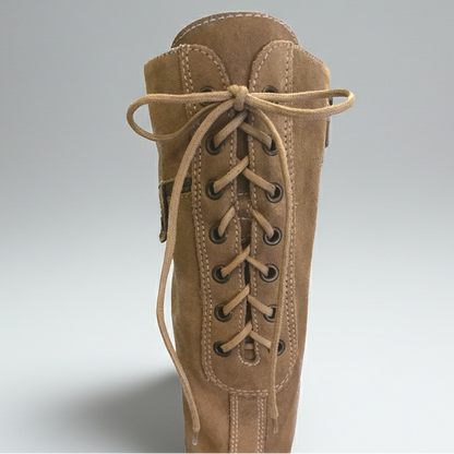 Stivali Donna NeroGiardini A005205D Vera Pelle Scamosciata, Beige Cammello, Tacco alto