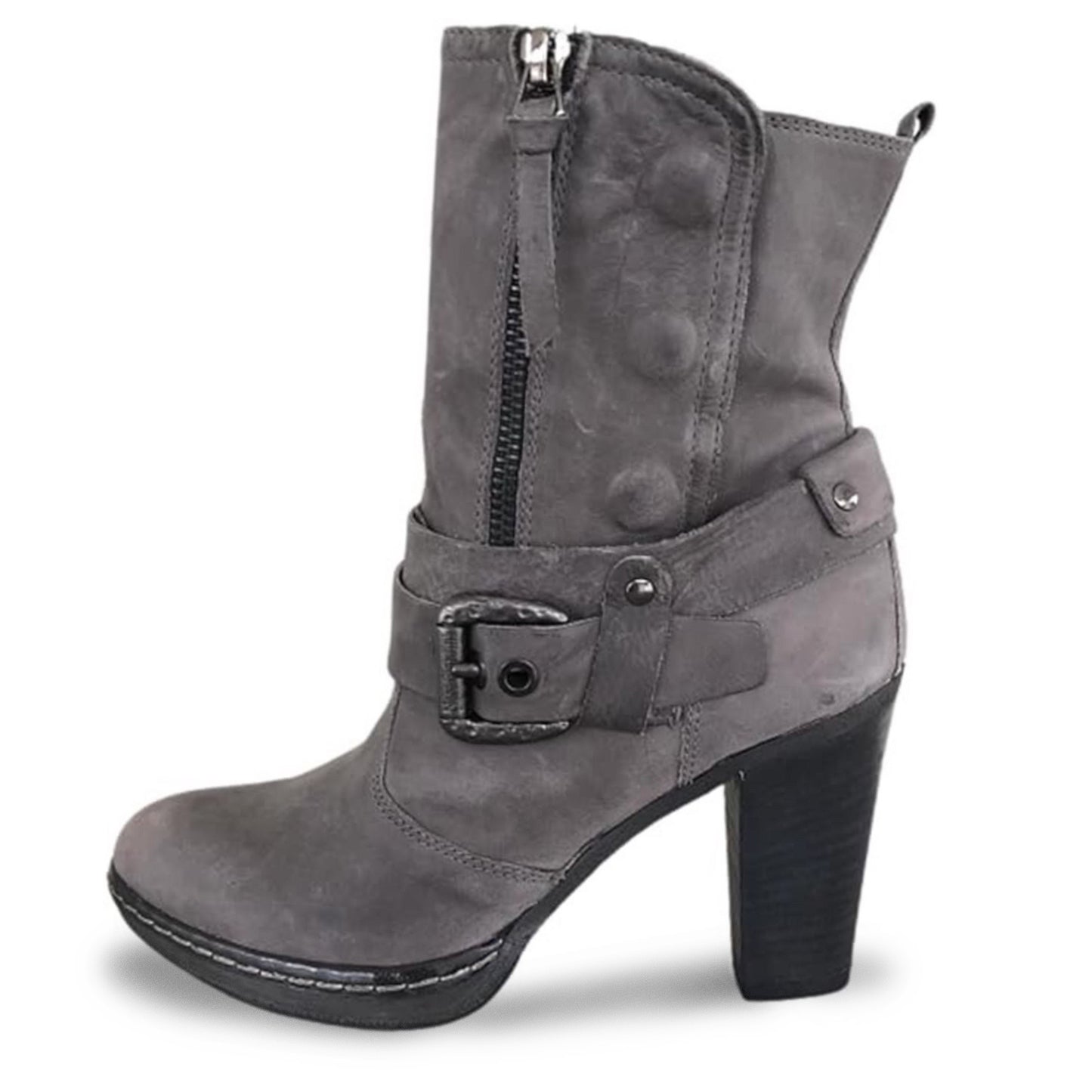 Stivaletti Donna NeroGiardini in Nabuk, Grigio, Tacco 8 cm con Plateau, Doppia Apertura Laterale con Automatici - art. A208030D