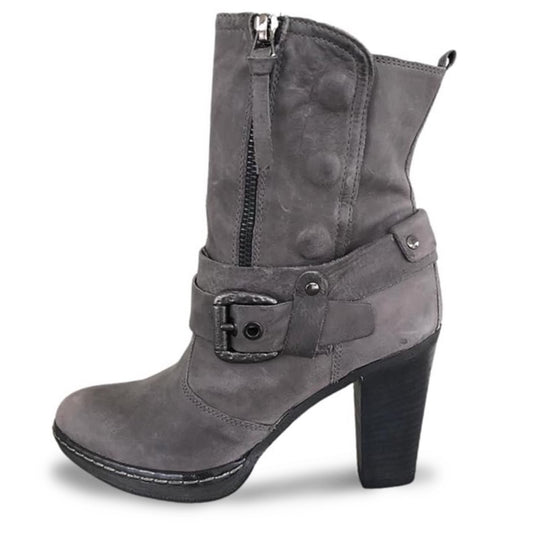 Stivaletti Donna NeroGiardini in Nabuk, Grigio, Tacco 8 cm con Plateau, Doppia Apertura Laterale con Automatici - art. A208030D