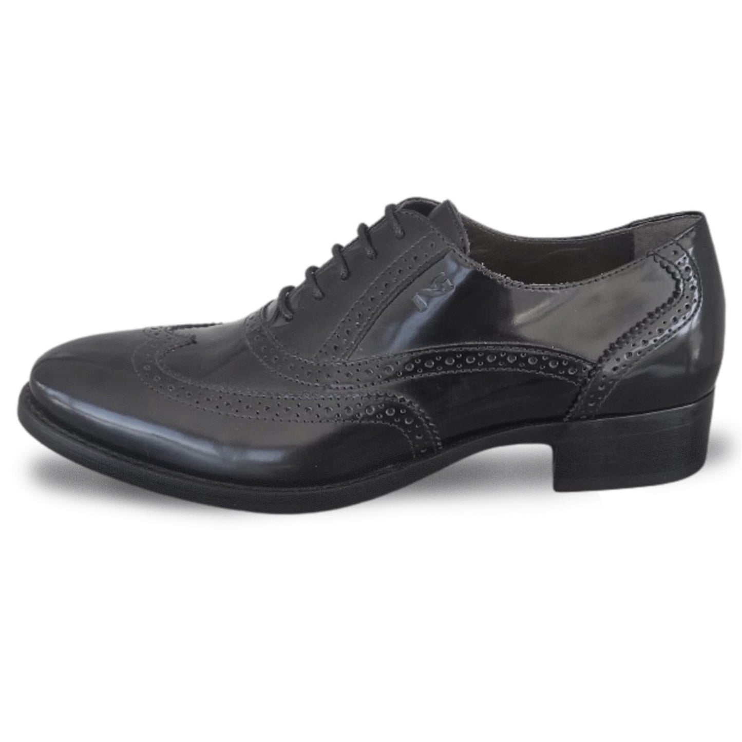 Scarpe Inglesine Donna NeroGiardini A513350D Stile Oxford, Tacco basso, Vera Pelle Abrasivata, Nero - Numero 36