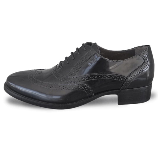 Scarpe Inglesine Donna NeroGiardini A513350D Stile Oxford, Tacco basso, Vera Pelle Abrasivata, Nero - Numero 36