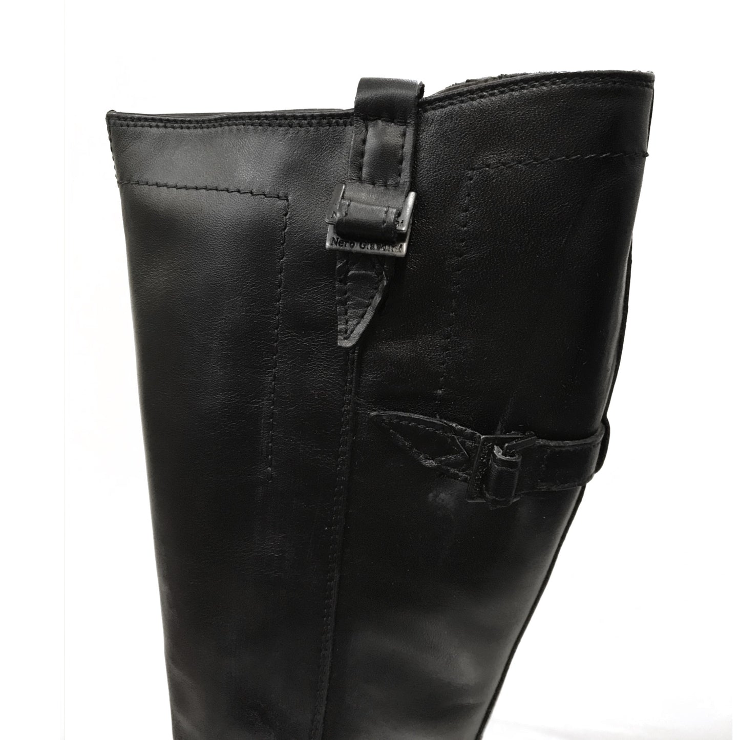 Stivali Donna NeroGiardini 00520 Tacco a blocco basso, Vera Pelle, Cerniera Zip - Colore Nero