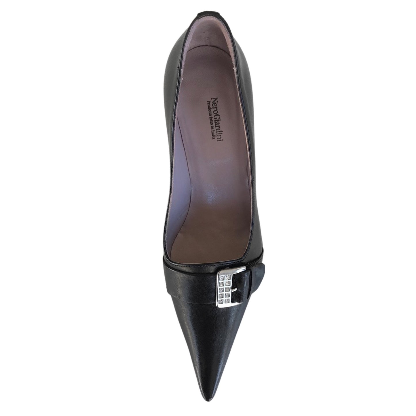 Décolleté a punta NeroGiardini 00610 Vera Pelle Nero con fibbia