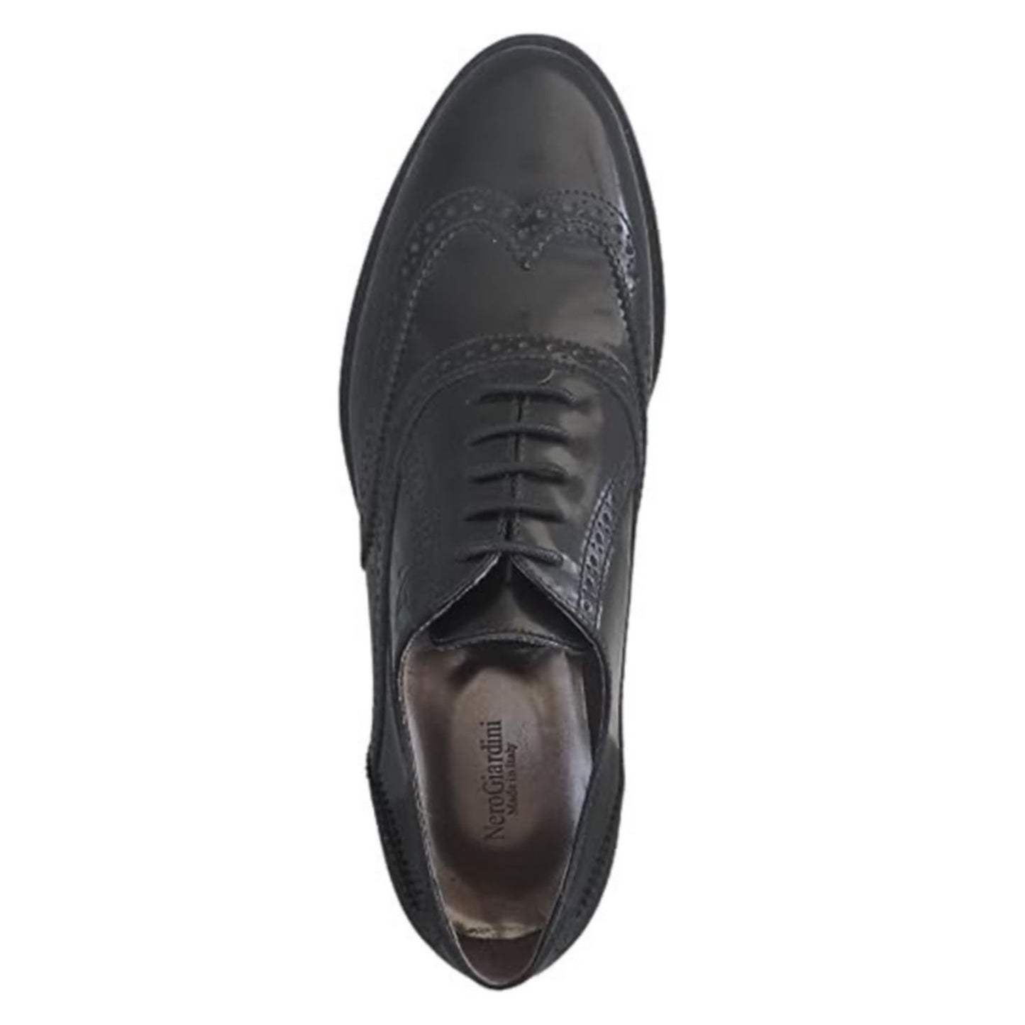 Scarpe Inglesine Donna NeroGiardini A513350D Stile Oxford, Tacco basso, Vera Pelle Abrasivata, Nero - Numero 36