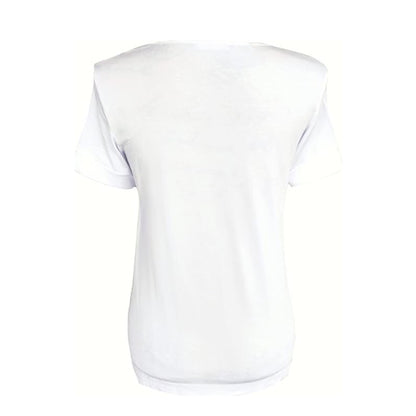 T-Shirt Donna NeroGiardini P561903D Bianco con rose ricamate