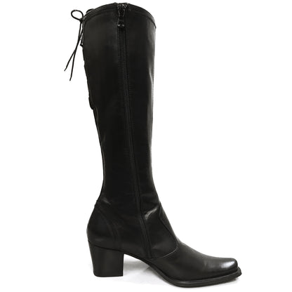 Stivali Donna NeroGiardini 00205 Vera Pelle, Cerniera zip e Lacci - Colore Nero