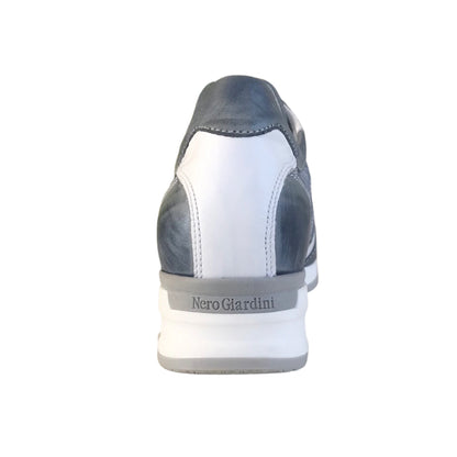 Sneakers Donna NeroGiardini P207022D Vera Pelle e Tessuto Blu Navy e Bianco