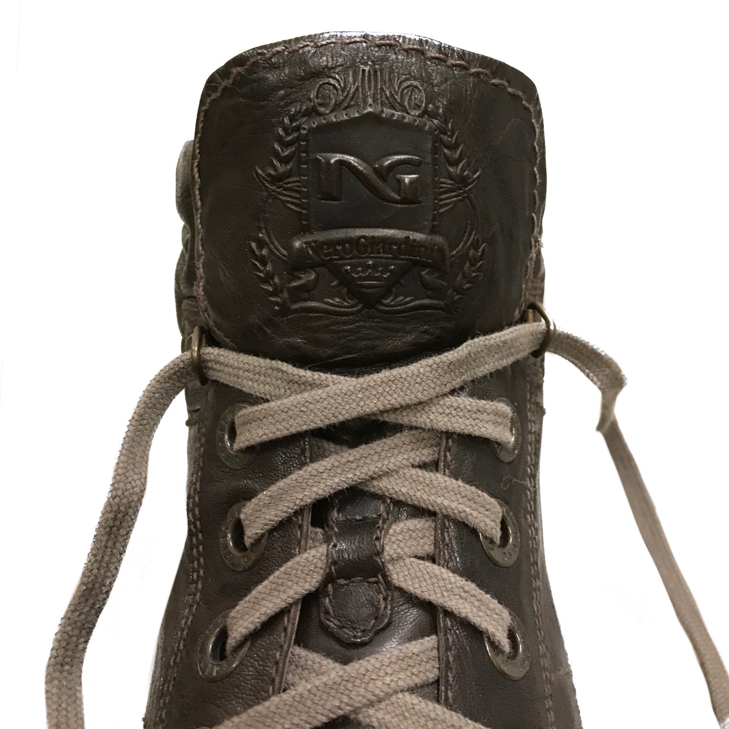 Sneakers Stringate Uomo NeroGiardini A201420U Vera Pelle, Fondo effetto sporco, Marrone Testa di Moro - Numero 44