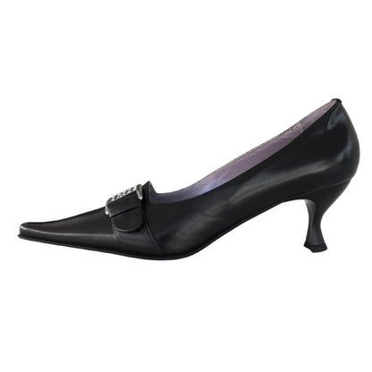 Décolleté a punta NeroGiardini 00610 Vera Pelle Nero con fibbia