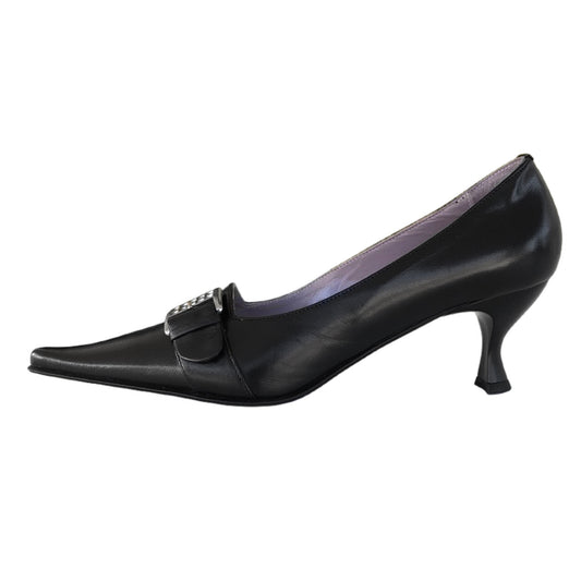 Décolleté a punta NeroGiardini 00610 Vera Pelle Nero con fibbia