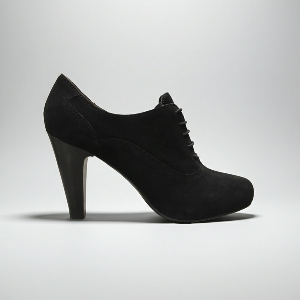 Scarpe Francesine Donna NeroGiardini A005542DE Vera Pelle Scamosciata Nero, Tacco 9.5 cm con Plateau e Lacci