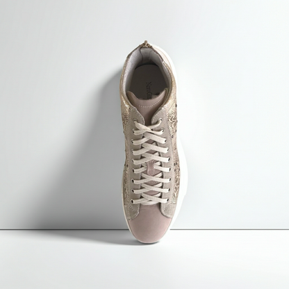 Sneakers Donna NeroGiardini Vera Pelle Sabbia Platino Lacci e zip - 40 EU