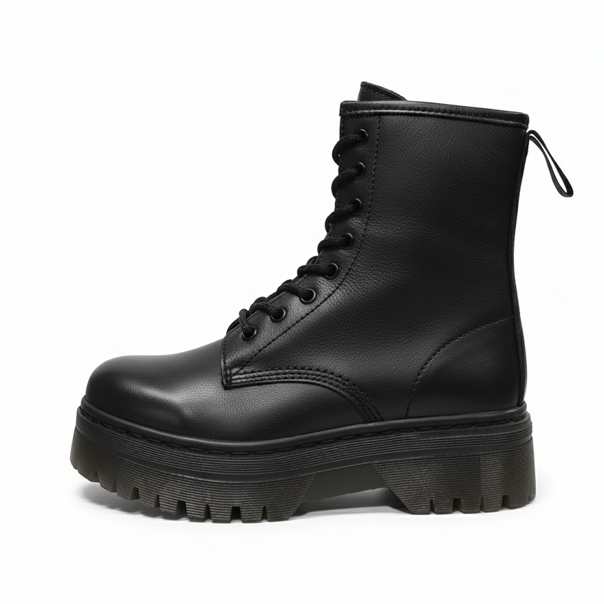 Anfibi Donna Pregunta 11581 - Platform, cerniera zip laterale, Vera pelle, Nero
