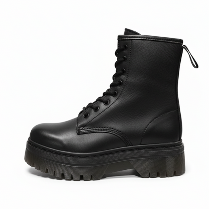 Anfibi Donna Pregunta 11581 - Platform, cerniera zip laterale, Vera pelle, Nero