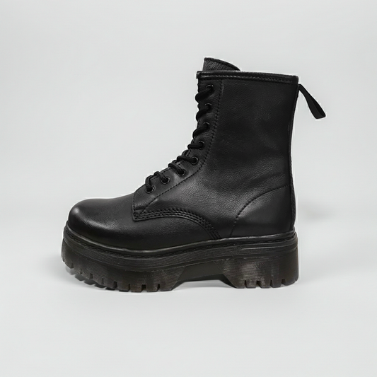 Anfibi Donna Pregunta 11581 - Platform, cerniera zip laterale, Vera pelle, Nero