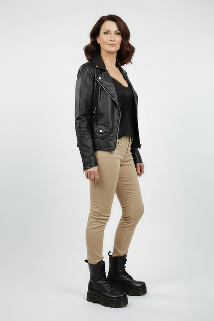 Anfibi Donna Pregunta 11581 - Platform, cerniera zip laterale, Vera pelle, Nero