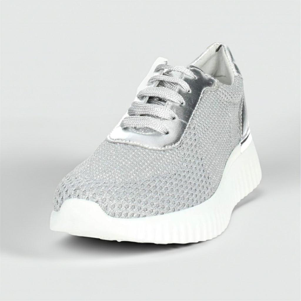 Sneakers Cinzia Soft Iv16553 Donna Grigio Argento Tessuto Elasticizzato, con Plantare estraibile, Platform Bianco