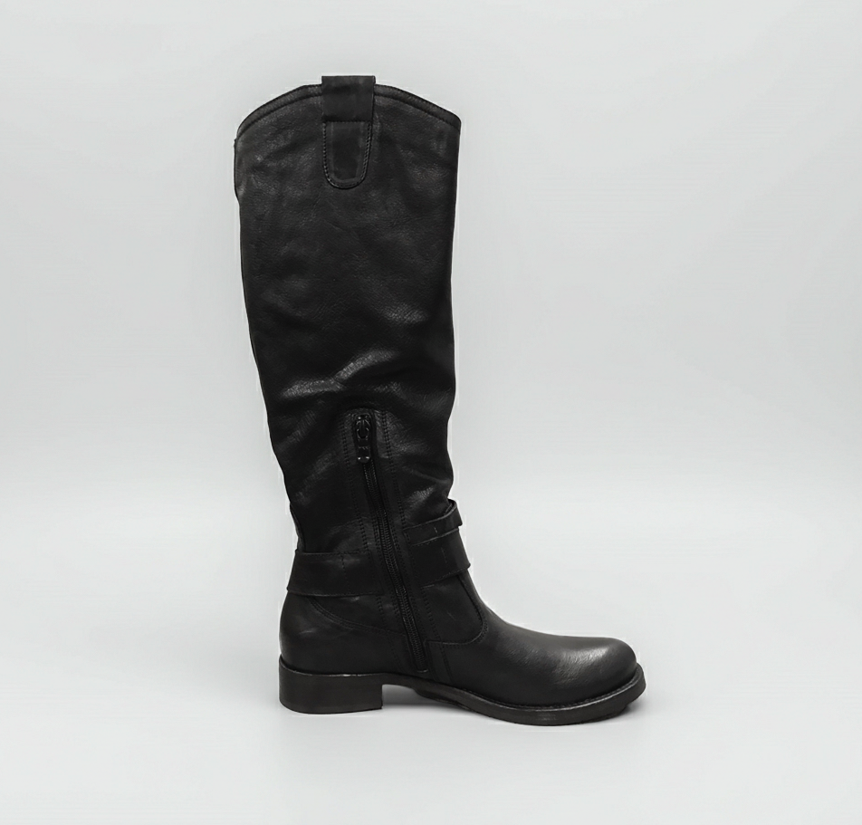 Stivali Cavallerizza Donna NeroGiardini A207991D Vera pelle, Tacco basso, Cerniera Zip, Borchie, Nero